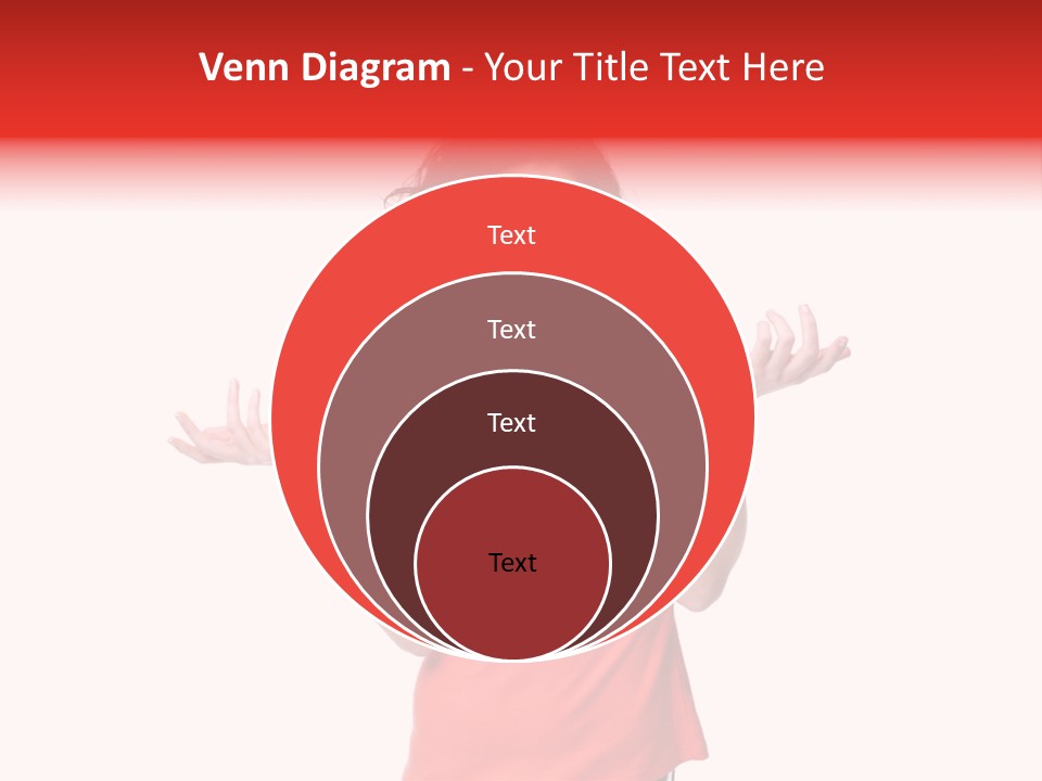 A Woman In A Red Shirt Is Holding Out Her Hands PowerPoint Template