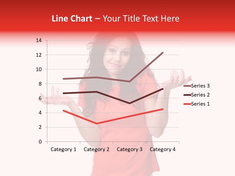 A Woman In A Red Shirt Is Holding Out Her Hands PowerPoint Template