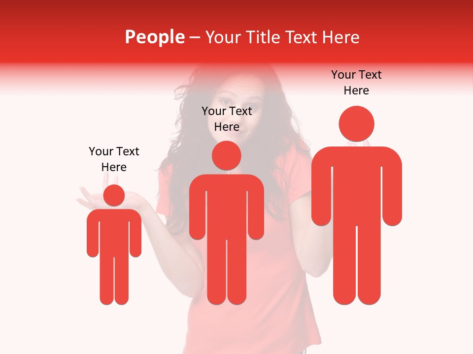 A Woman In A Red Shirt Is Holding Out Her Hands PowerPoint Template