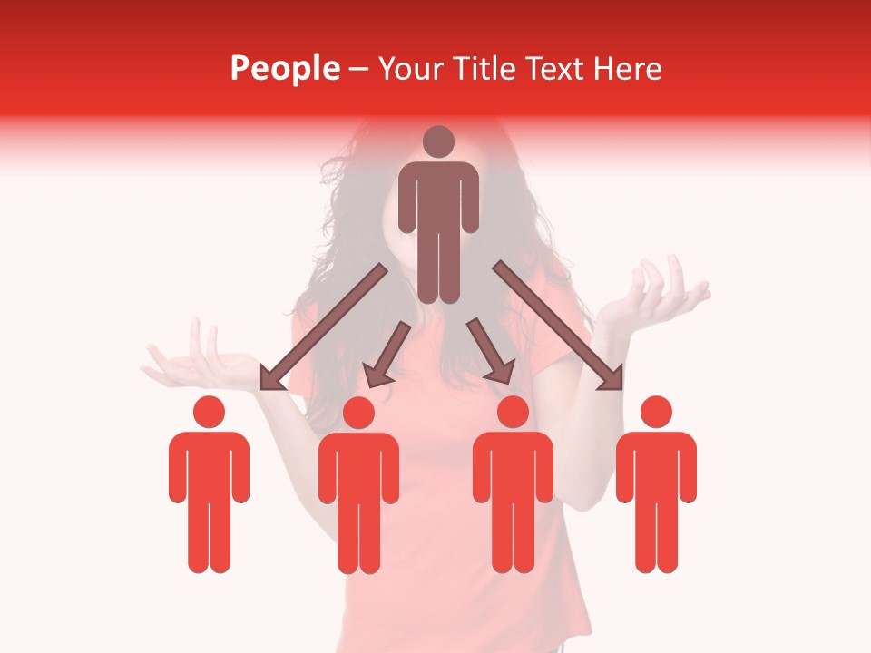 A Woman In A Red Shirt Is Holding Out Her Hands PowerPoint Template