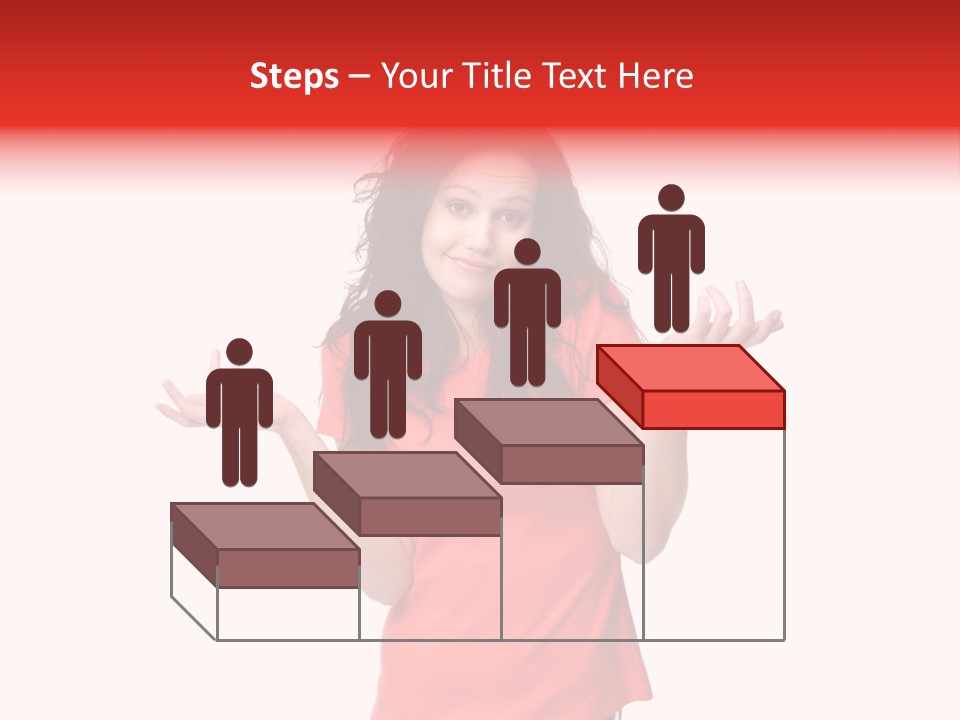 A Woman In A Red Shirt Is Holding Out Her Hands PowerPoint Template