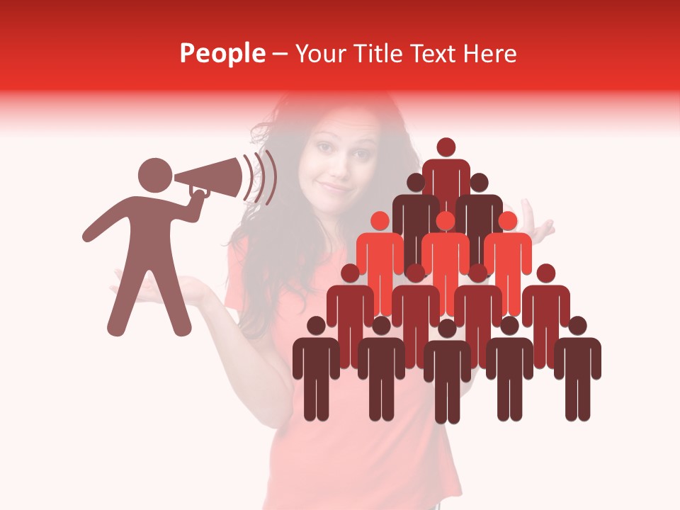 A Woman In A Red Shirt Is Holding Out Her Hands PowerPoint Template
