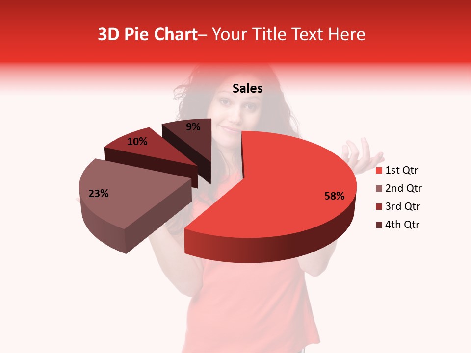 A Woman In A Red Shirt Is Holding Out Her Hands PowerPoint Template