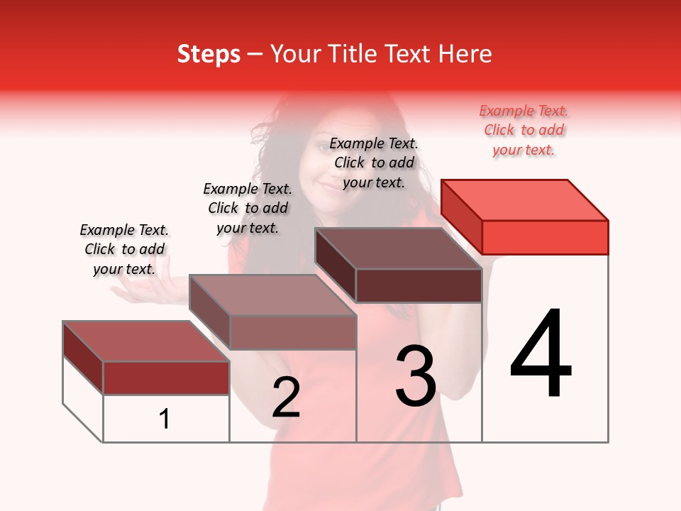 A Woman In A Red Shirt Is Holding Out Her Hands PowerPoint Template