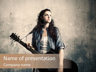 Girl Instrument Woman PowerPoint Template