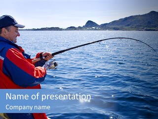 A Man Fishing On A Boat In The Water PowerPoint Template