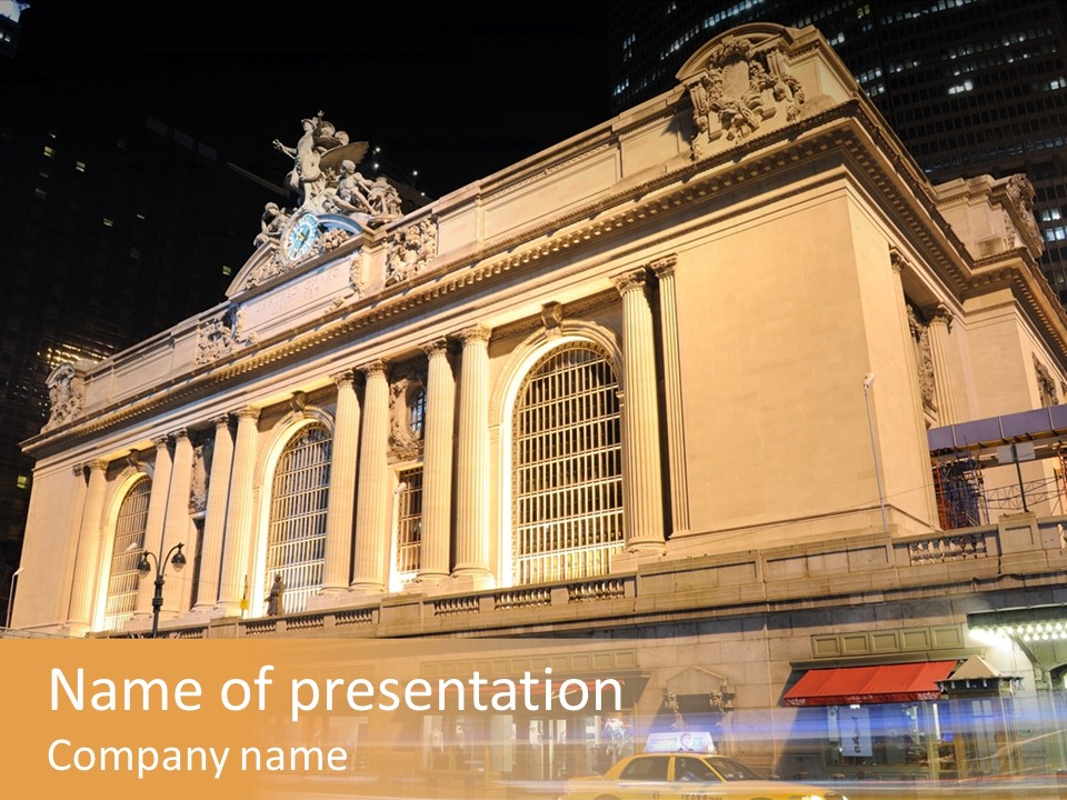 Departure Scene Grand Central Station PowerPoint Template