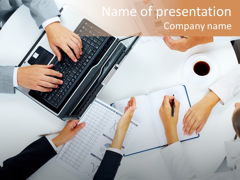 Female Holding Busy PowerPoint Template