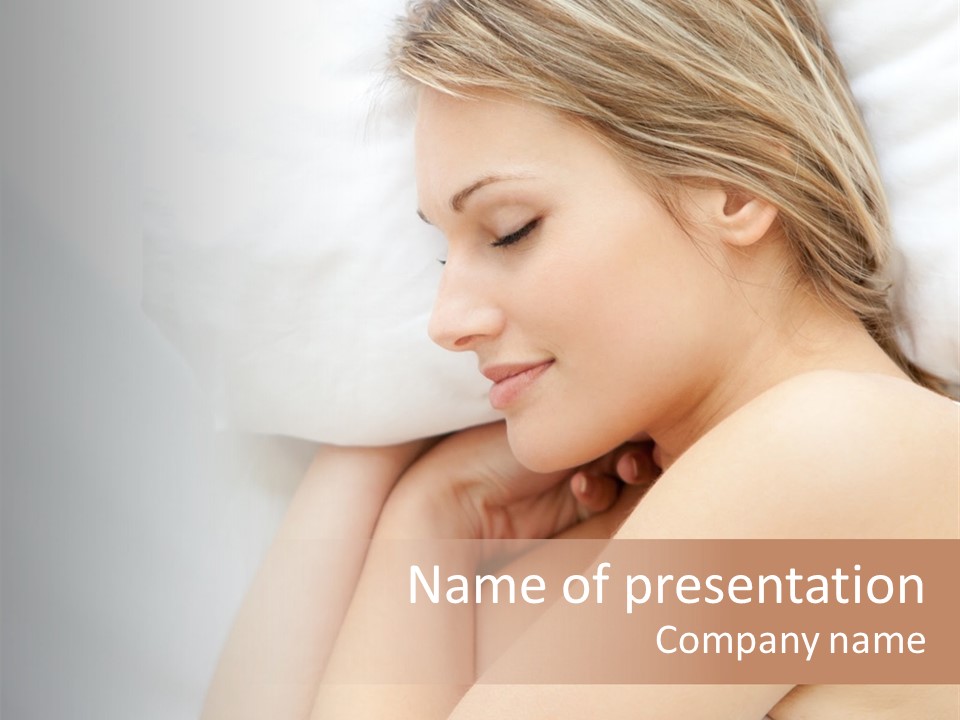 A Woman Laying In Bed With Her Eyes Closed PowerPoint Template