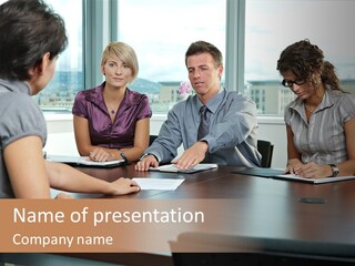 Woman Paper Application PowerPoint Template