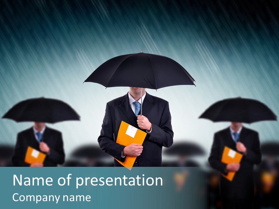 Businessmen Business Rain PowerPoint Template