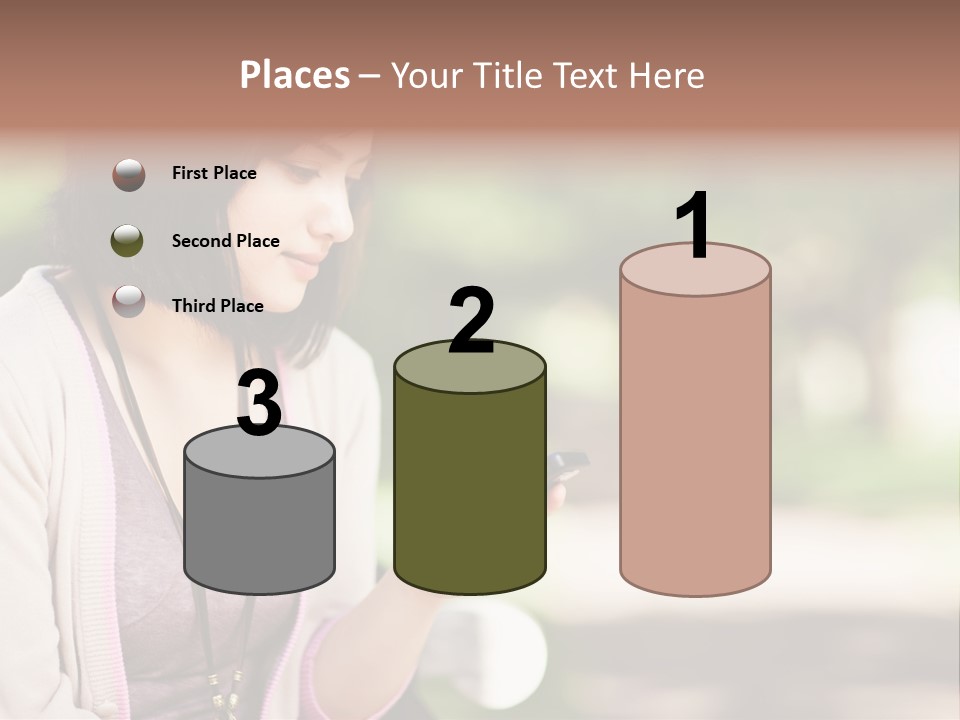 A Woman Is Looking At Her Cell Phone PowerPoint Template