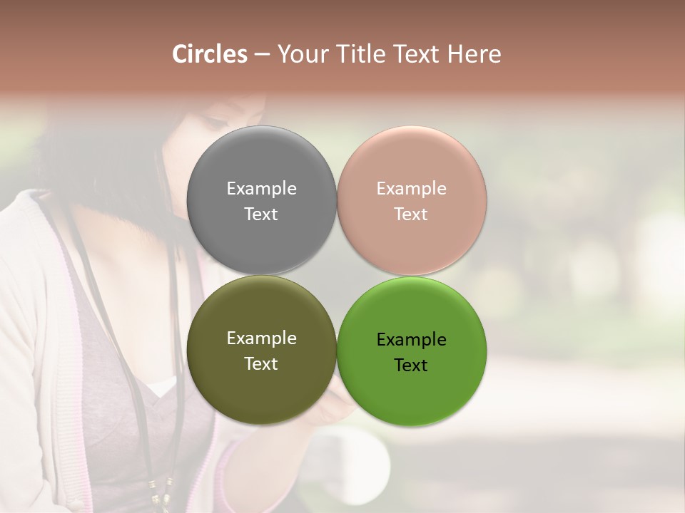 A Woman Is Looking At Her Cell Phone PowerPoint Template