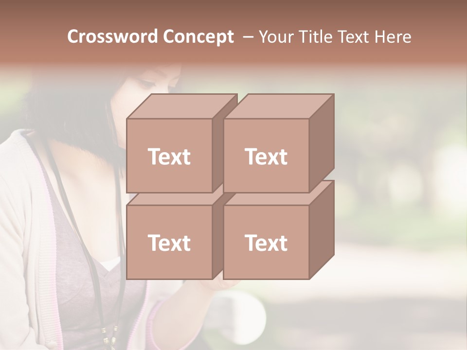 A Woman Is Looking At Her Cell Phone PowerPoint Template
