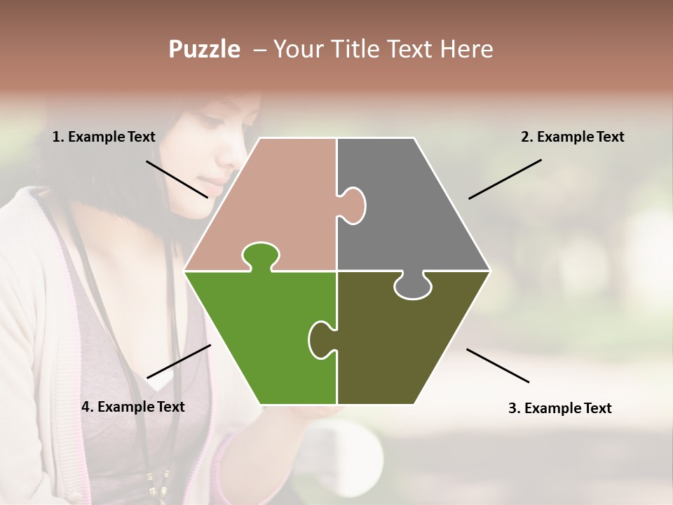 A Woman Is Looking At Her Cell Phone PowerPoint Template