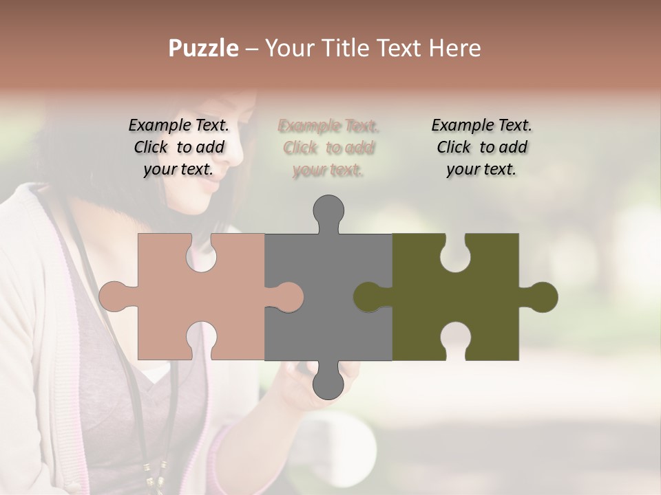 A Woman Is Looking At Her Cell Phone PowerPoint Template