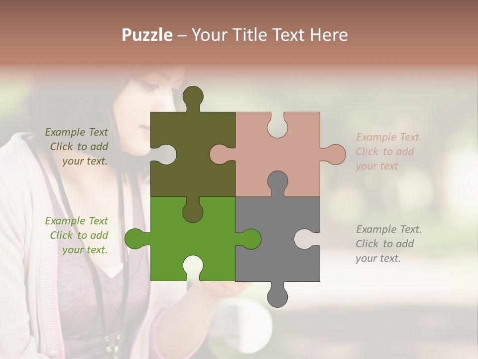 A Woman Is Looking At Her Cell Phone PowerPoint Template