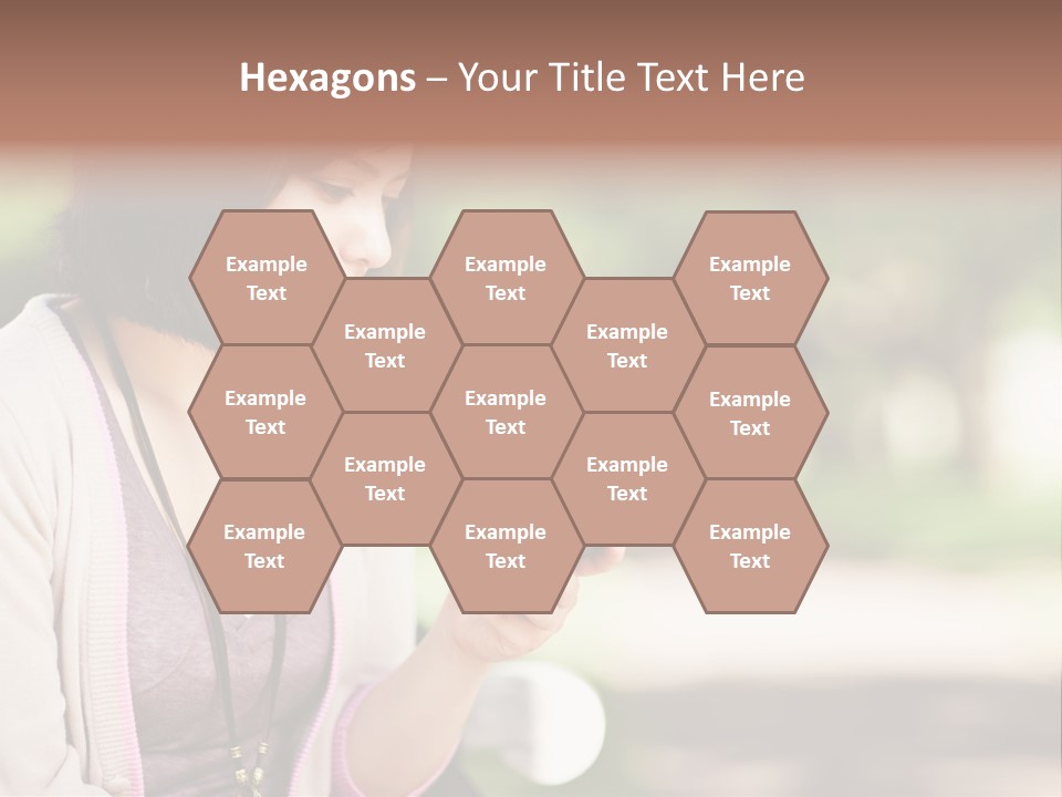 A Woman Is Looking At Her Cell Phone PowerPoint Template