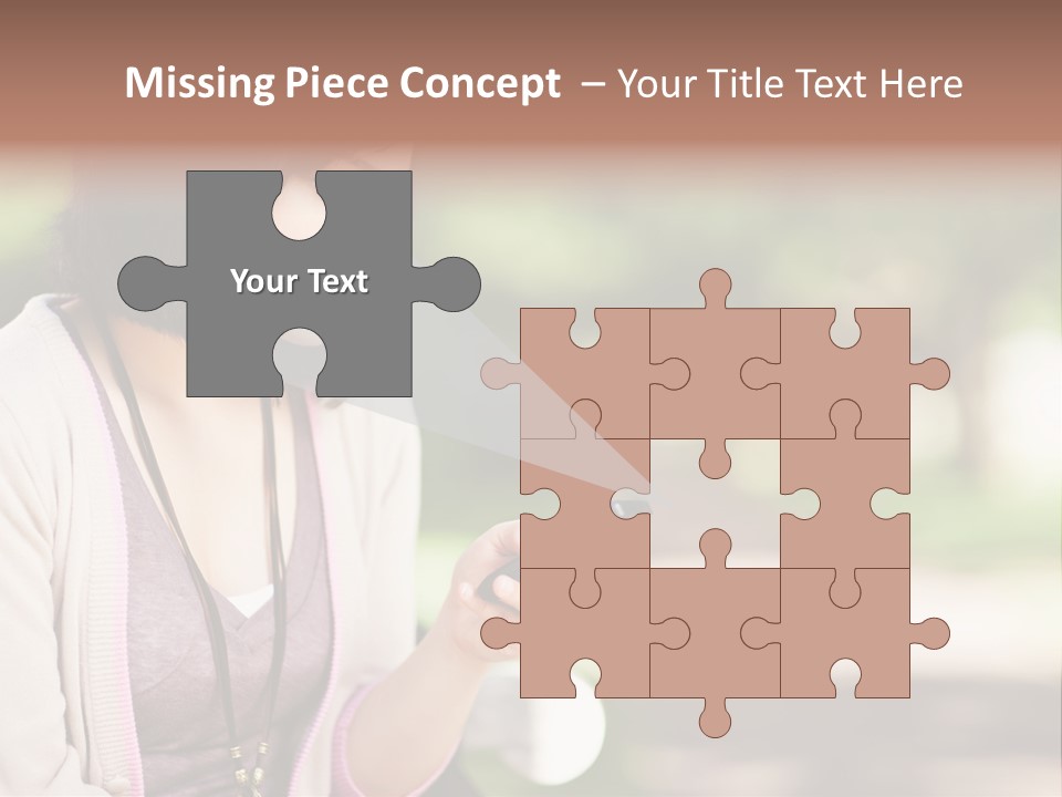 A Woman Is Looking At Her Cell Phone PowerPoint Template