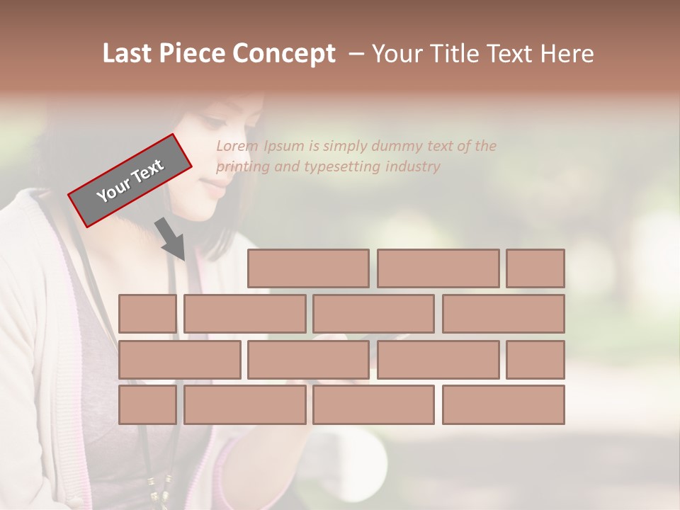 A Woman Is Looking At Her Cell Phone PowerPoint Template
