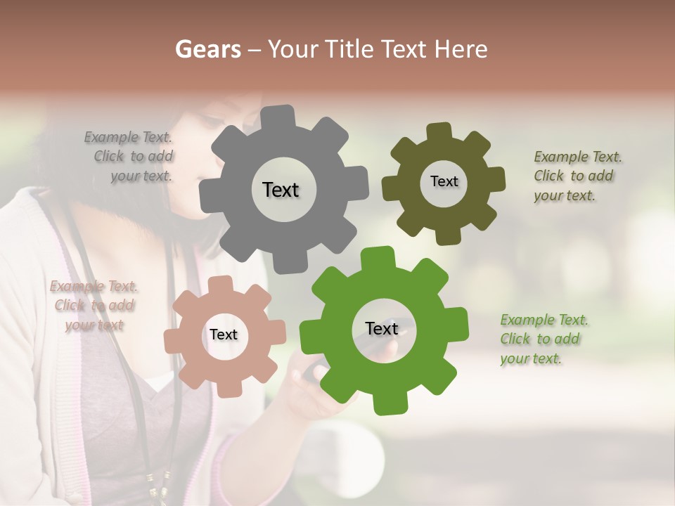 A Woman Is Looking At Her Cell Phone PowerPoint Template