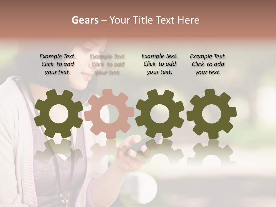 A Woman Is Looking At Her Cell Phone PowerPoint Template