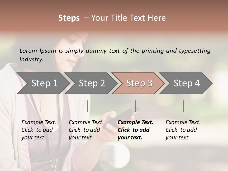 A Woman Is Looking At Her Cell Phone PowerPoint Template