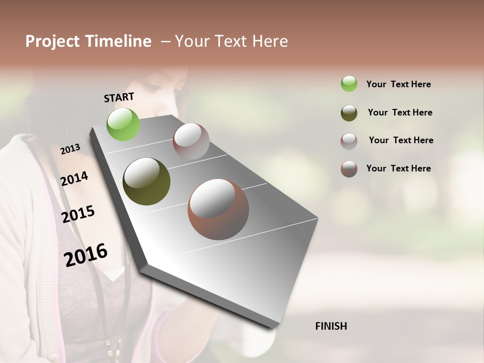 A Woman Is Looking At Her Cell Phone PowerPoint Template