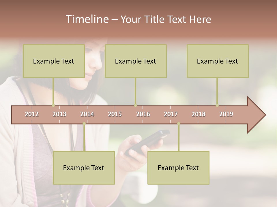 A Woman Is Looking At Her Cell Phone PowerPoint Template