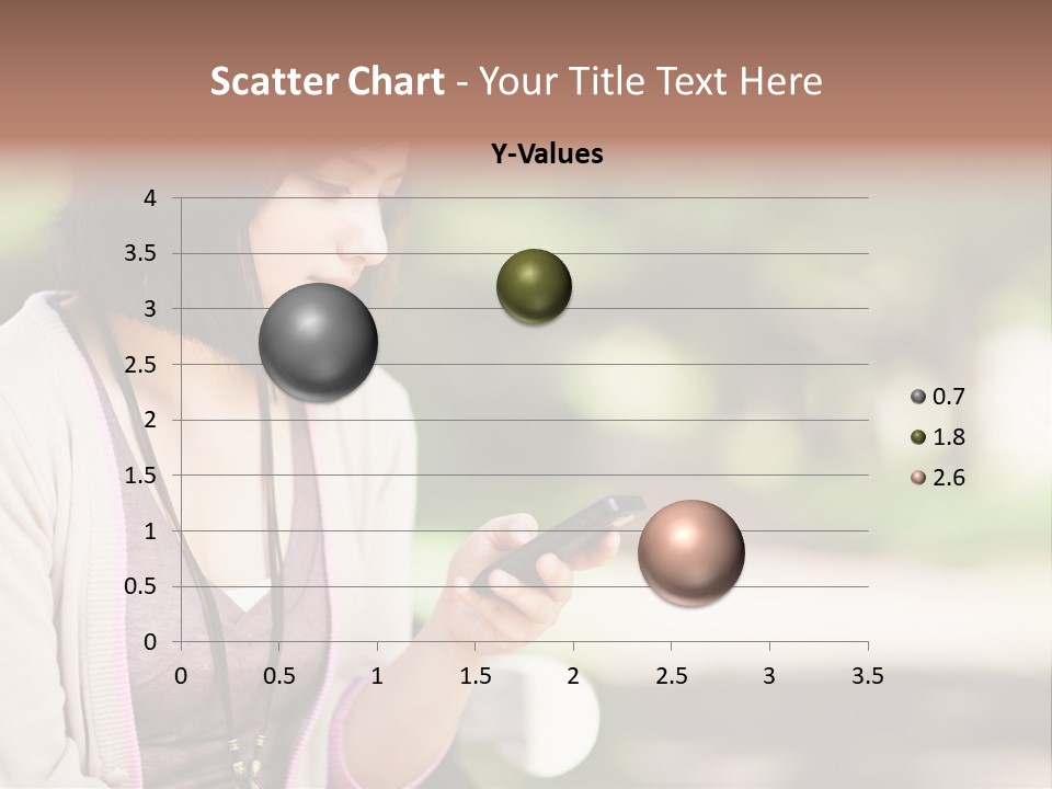 A Woman Is Looking At Her Cell Phone PowerPoint Template