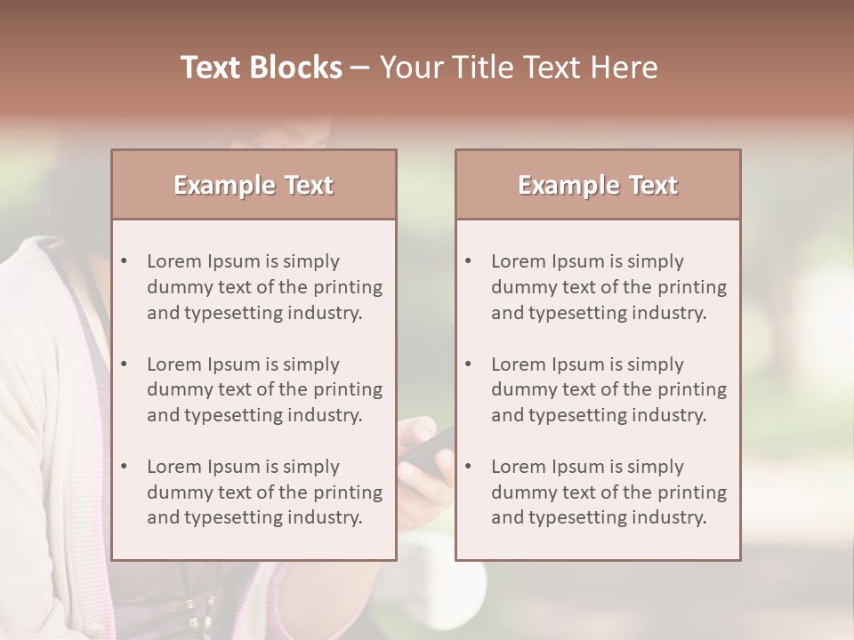 A Woman Is Looking At Her Cell Phone PowerPoint Template
