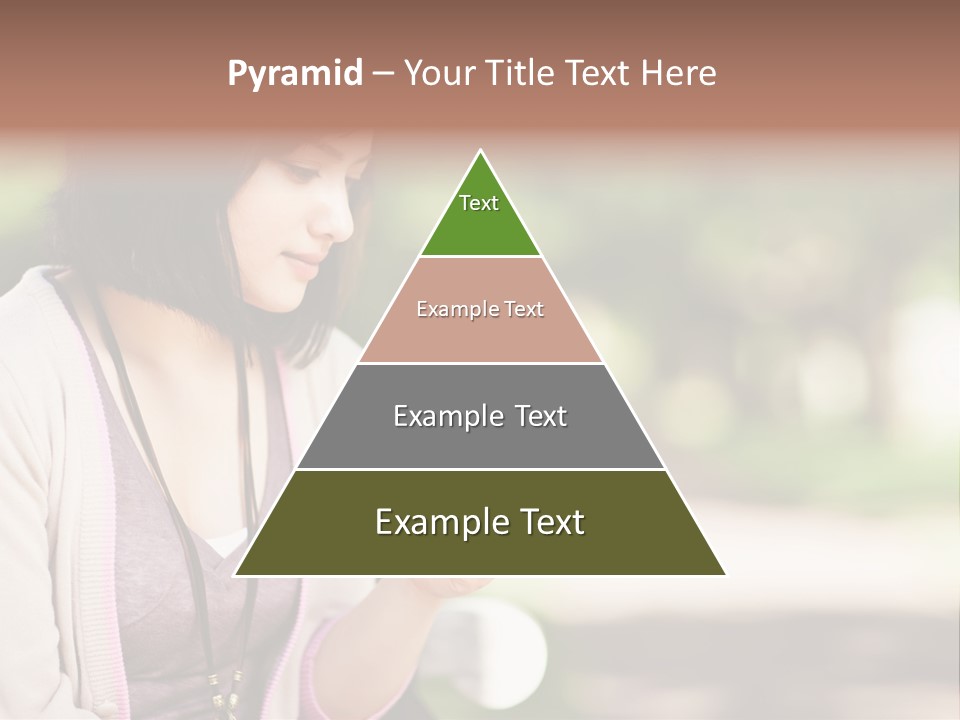 A Woman Is Looking At Her Cell Phone PowerPoint Template