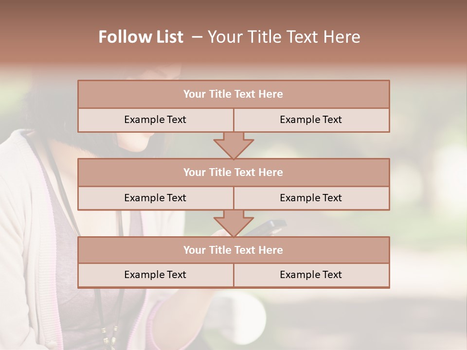 A Woman Is Looking At Her Cell Phone PowerPoint Template