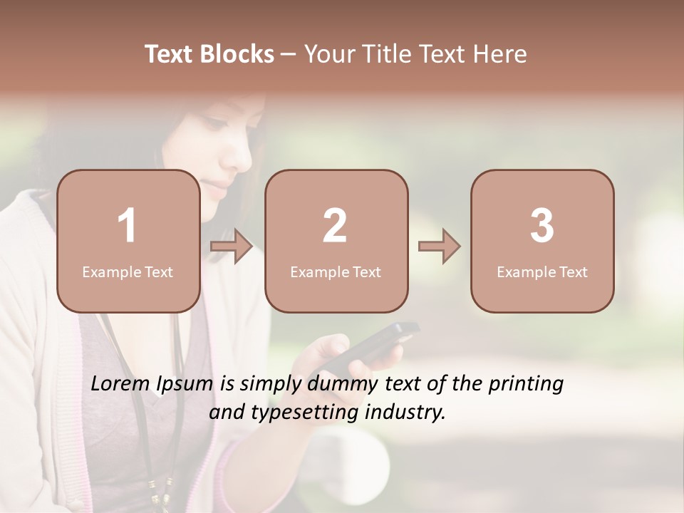 A Woman Is Looking At Her Cell Phone PowerPoint Template