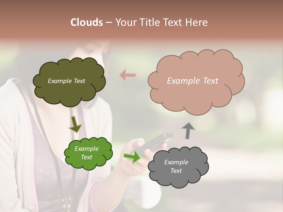 A Woman Is Looking At Her Cell Phone PowerPoint Template