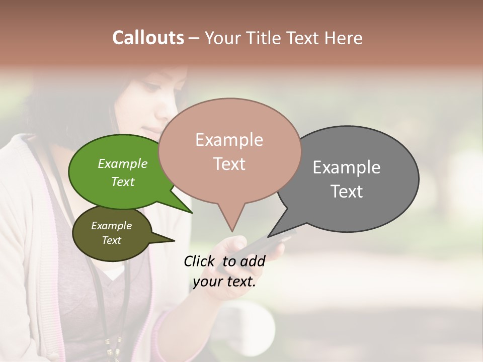 A Woman Is Looking At Her Cell Phone PowerPoint Template