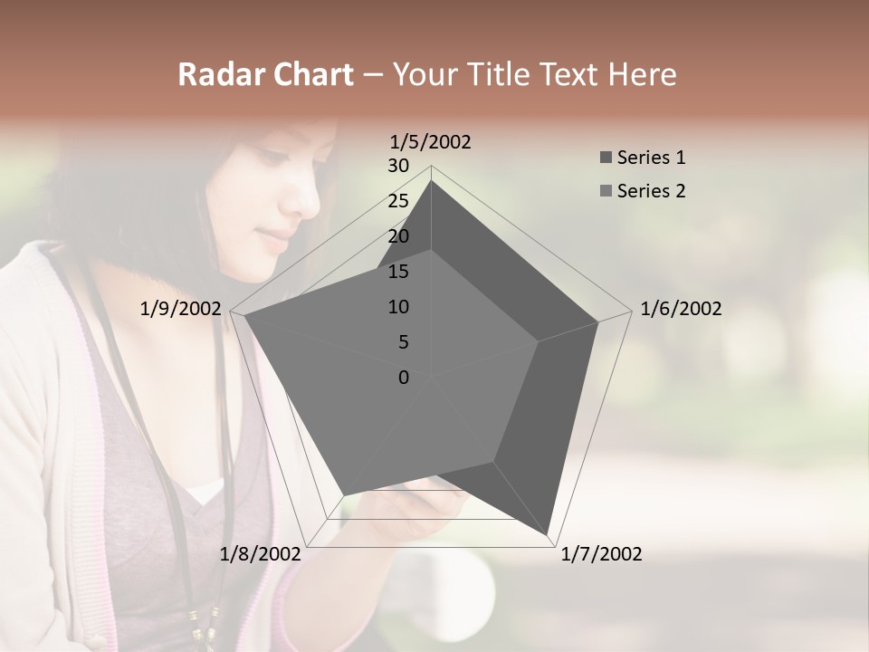A Woman Is Looking At Her Cell Phone PowerPoint Template