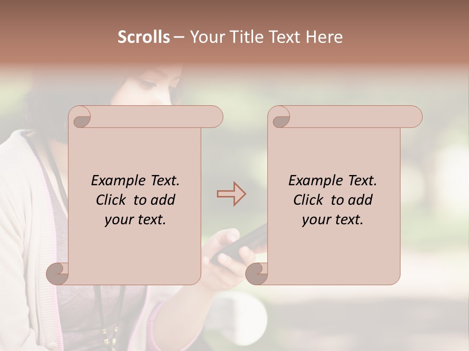 A Woman Is Looking At Her Cell Phone PowerPoint Template