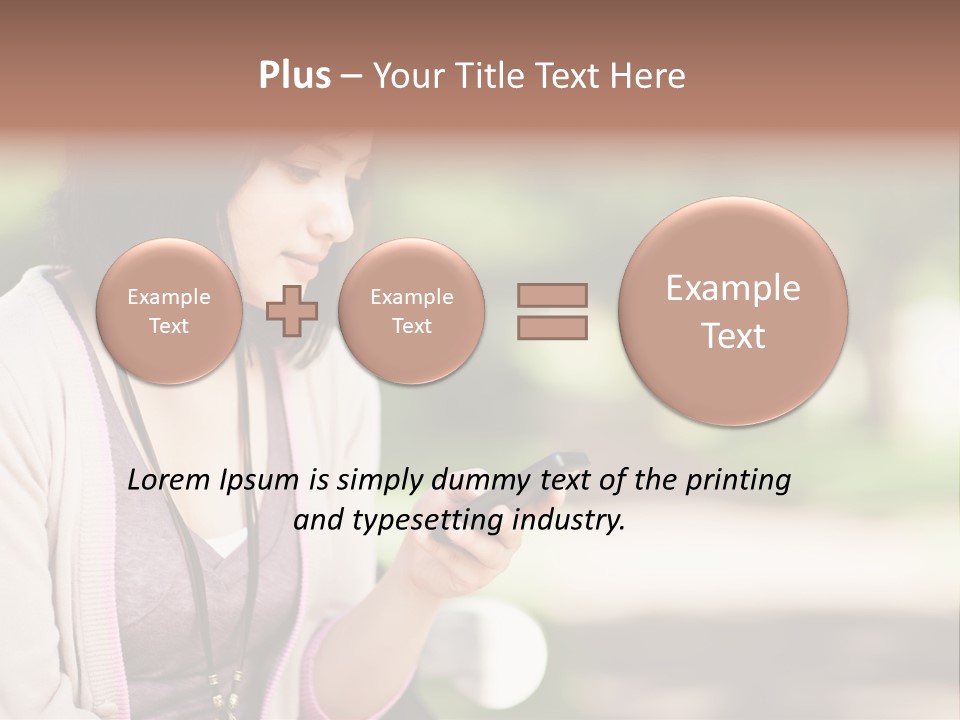 A Woman Is Looking At Her Cell Phone PowerPoint Template