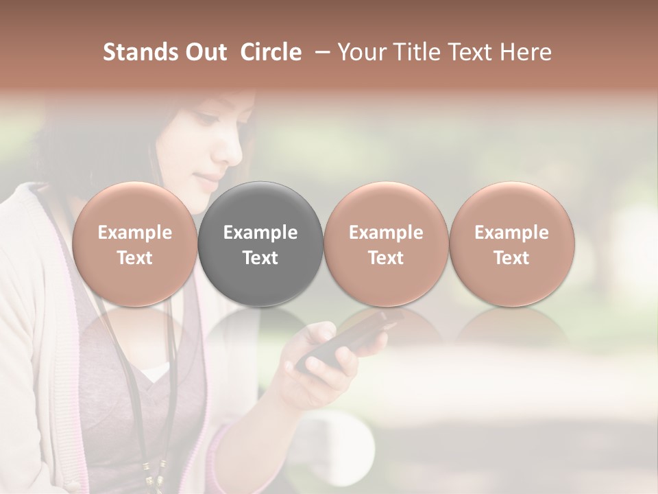 A Woman Is Looking At Her Cell Phone PowerPoint Template