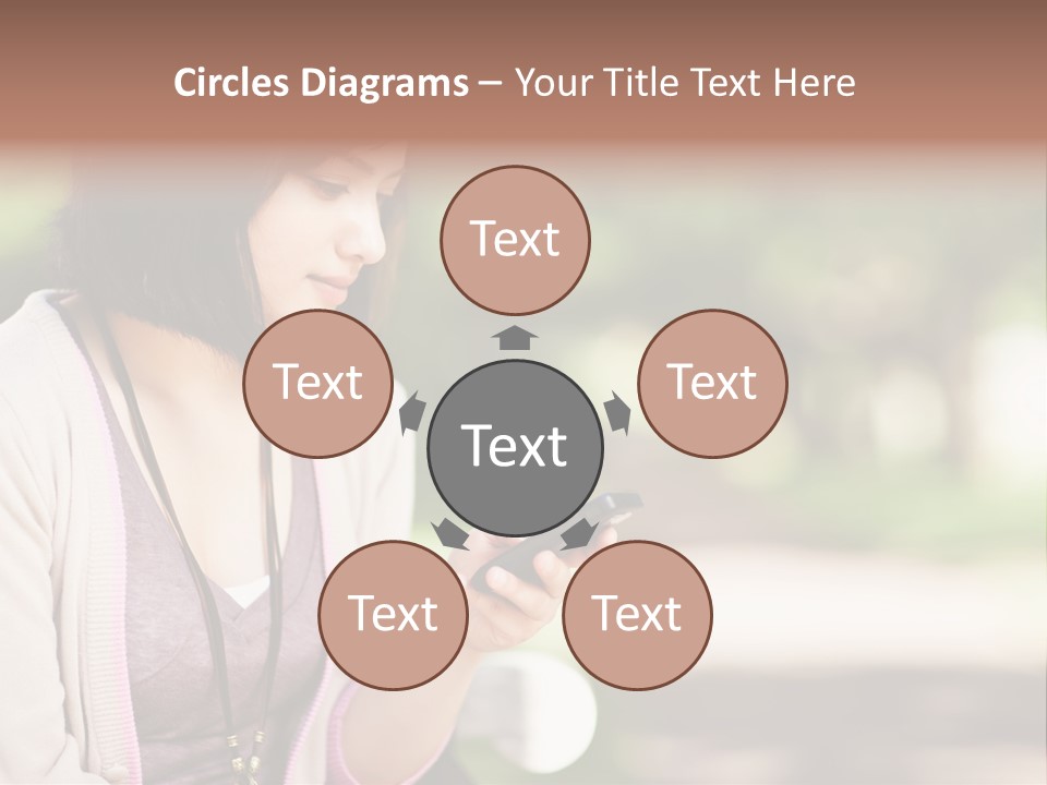 A Woman Is Looking At Her Cell Phone PowerPoint Template