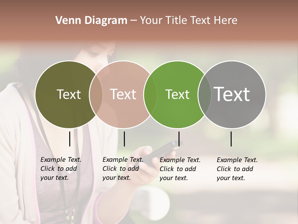 A Woman Is Looking At Her Cell Phone PowerPoint Template