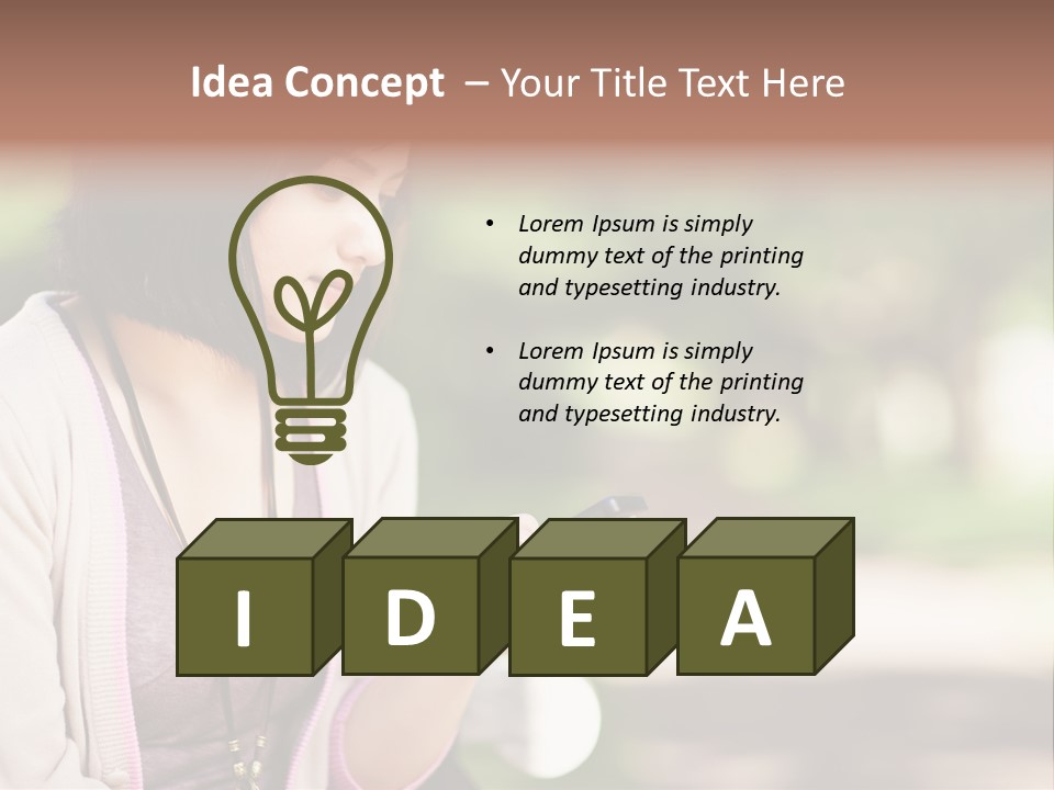 A Woman Is Looking At Her Cell Phone PowerPoint Template