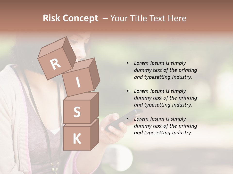 A Woman Is Looking At Her Cell Phone PowerPoint Template