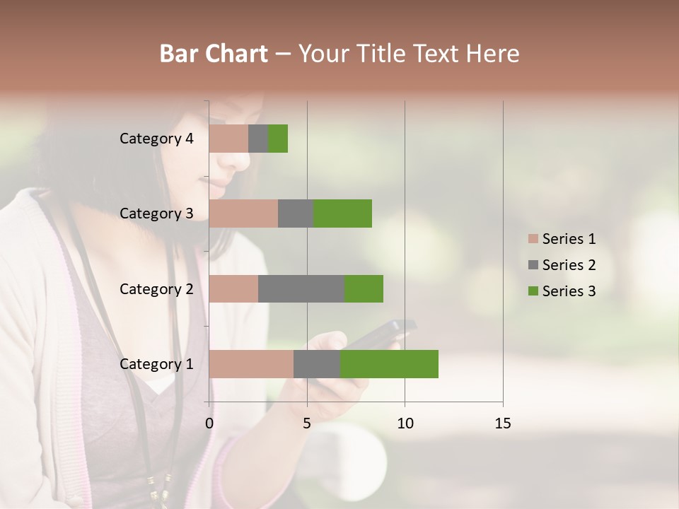 A Woman Is Looking At Her Cell Phone PowerPoint Template