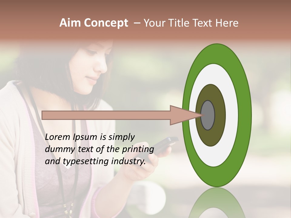 A Woman Is Looking At Her Cell Phone PowerPoint Template