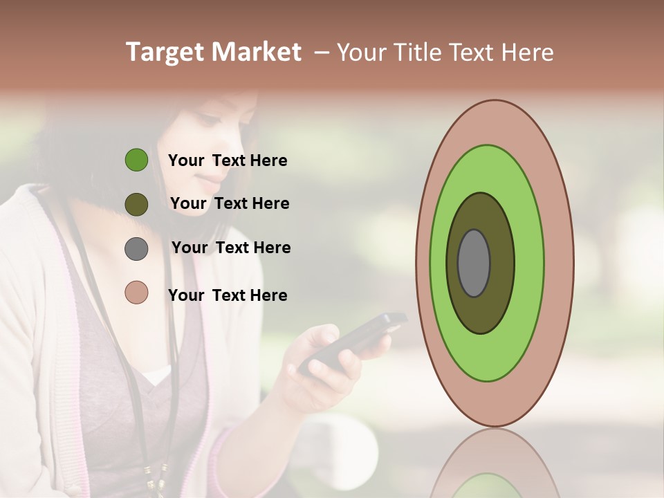 A Woman Is Looking At Her Cell Phone PowerPoint Template