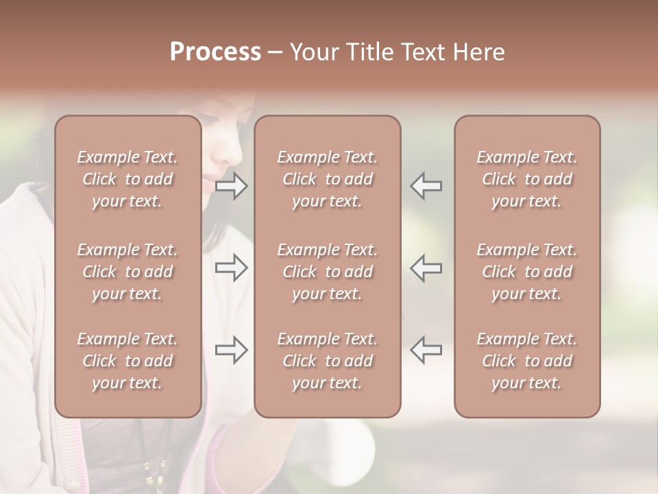 A Woman Is Looking At Her Cell Phone PowerPoint Template
