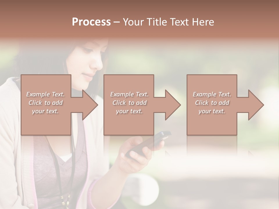 A Woman Is Looking At Her Cell Phone PowerPoint Template