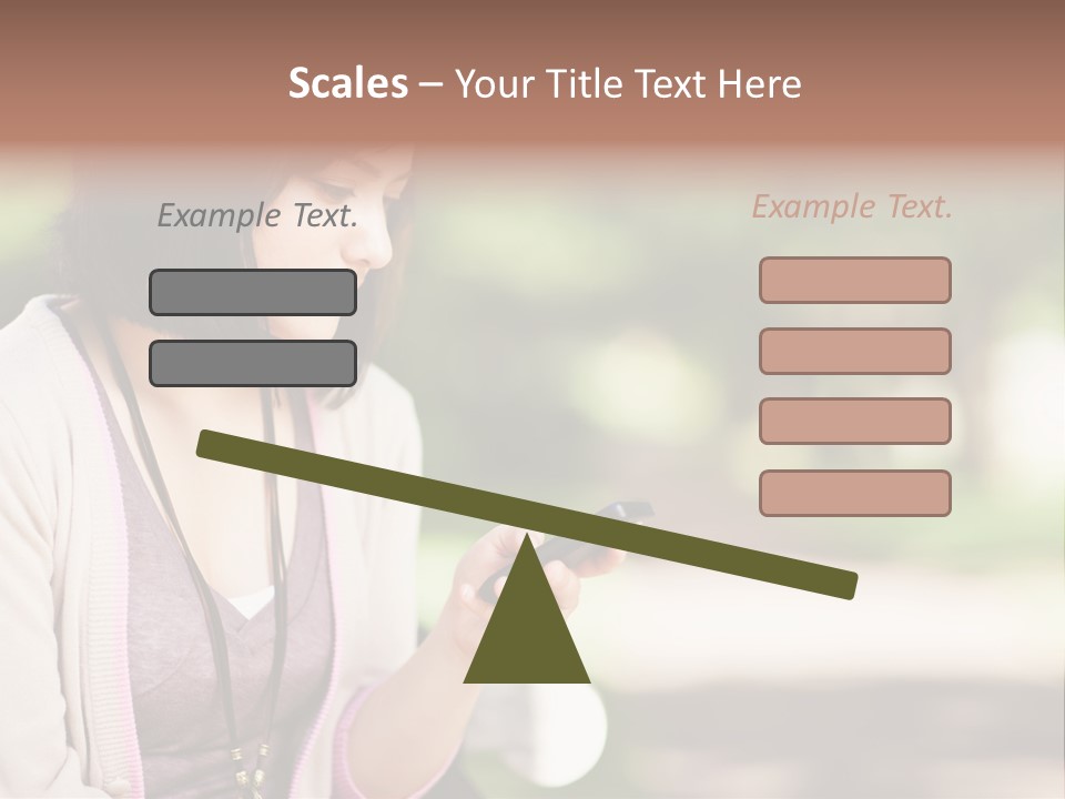 A Woman Is Looking At Her Cell Phone PowerPoint Template